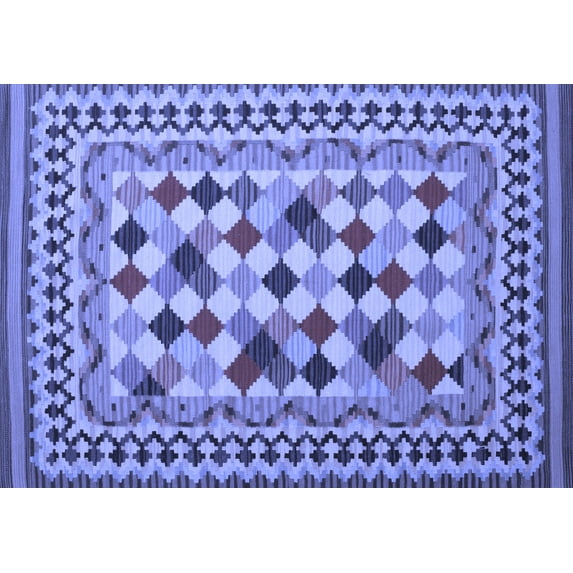Ahgly Company Indoor Rectangle Abstract Blue Contemporary Area Rugs, 2' x 5'