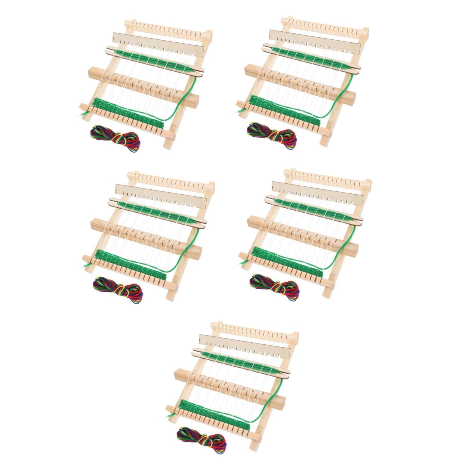 Masteelf 5 Sets DIY Weaving Loom Portable Handmade Knitting Machine Wooden Frame Craft Weaving Tool for Yarn and Bracelet Creative Weaving Toy