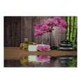 thumbnail image 3 of Spa Cutting Board, Spa Flower and Water Reflection Aromatherapy Bamboo Blossom Candlelight Print, Decorative Tempered Glass Cutting and Serving Board, Small Size, Pink Green Umber, by Ambesonne, 3 of 5