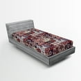 thumbnail image 2 of Ambesonne Ethnic Fitted Sheet, Oriental Boho Flower Pattern, Twin XL Size, Burgundy Eggshell Indigo, 2 of 5