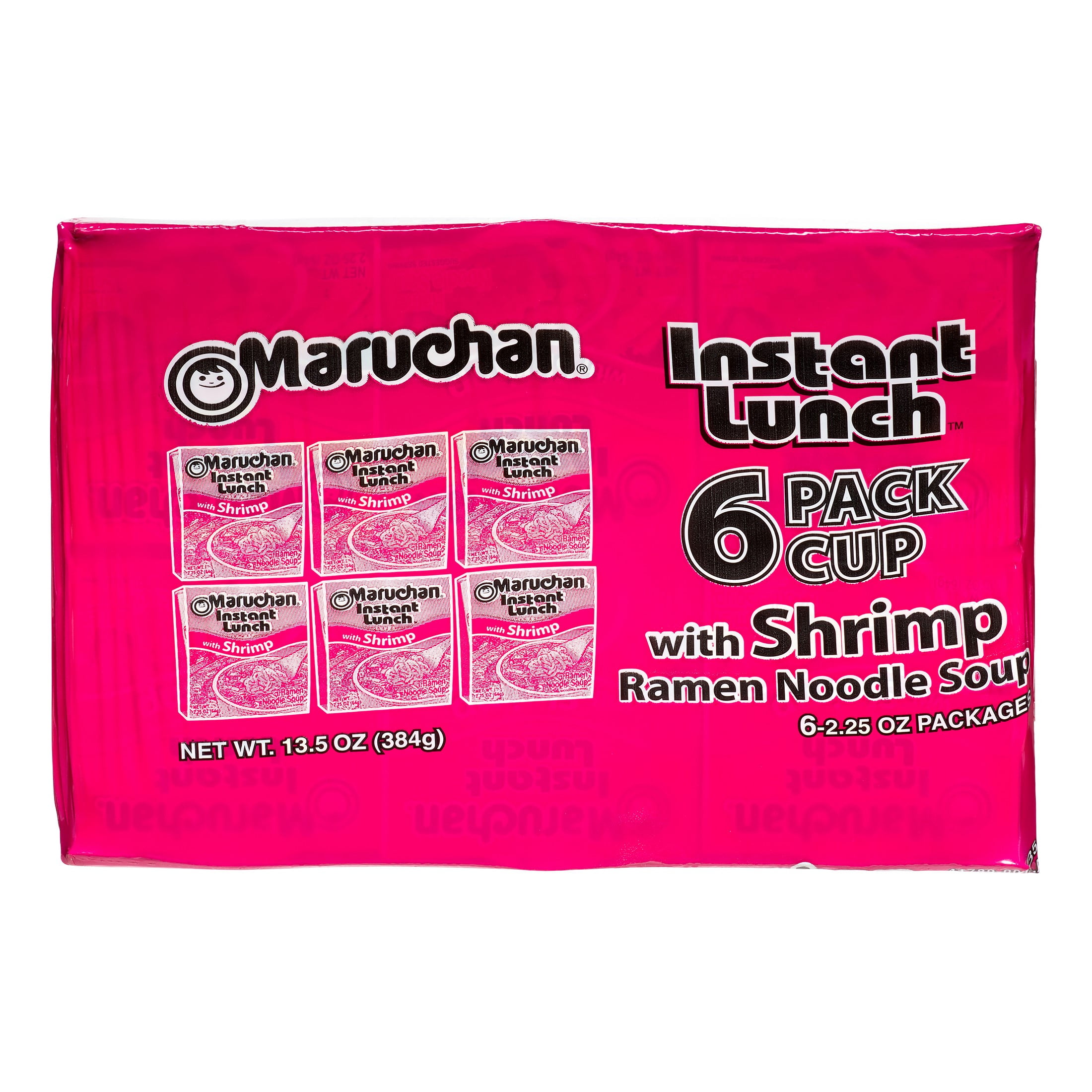 Maruchan Instant Lunch Noodle Soup, Shrimp, 2.25 oz Shelf Stable Cup, 6 Pack