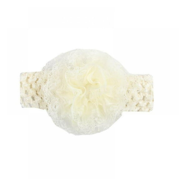 Summark Chiffon Flower Lace Elastic Headband Baby Baptism Headband Baby Girl Baptism Headband Bow, 0-3 Years Old