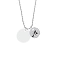thumbnail image 2 of Delight Jewelry Acrylic 1" Disc Imitation Pearl Silvertone Script Initial Disc - M - Charm Necklace, 20"+3", 2 of 4