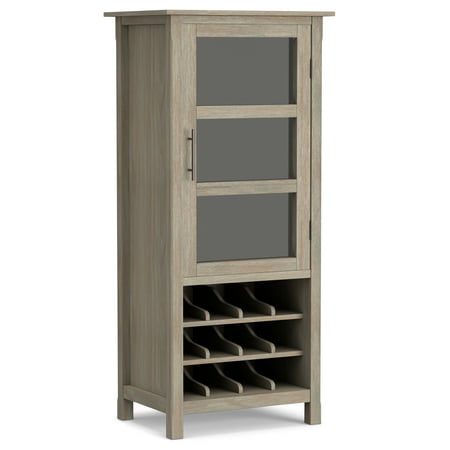 Simpli Home - Avalon High Storage Wine Rack Cabinet - Distressed Grey