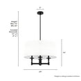 thumbnail image 6 of Hunter - Briargrove 4-light Matte Black, Large Chandelier, Dimmable, Transitional Style, Drum Shaped, for Bedrooms, Dining, Living Rooms - 19702, 6 of 7