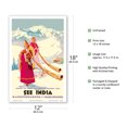 thumbnail image 2 of See India - Kangchenjunga near Darjeeling - Tibetan Longhorns - See the World via American President Lines - Vintage Travel Poster c.1930s - Master Art Print (Unframed) 12in x 18in, 2 of 4