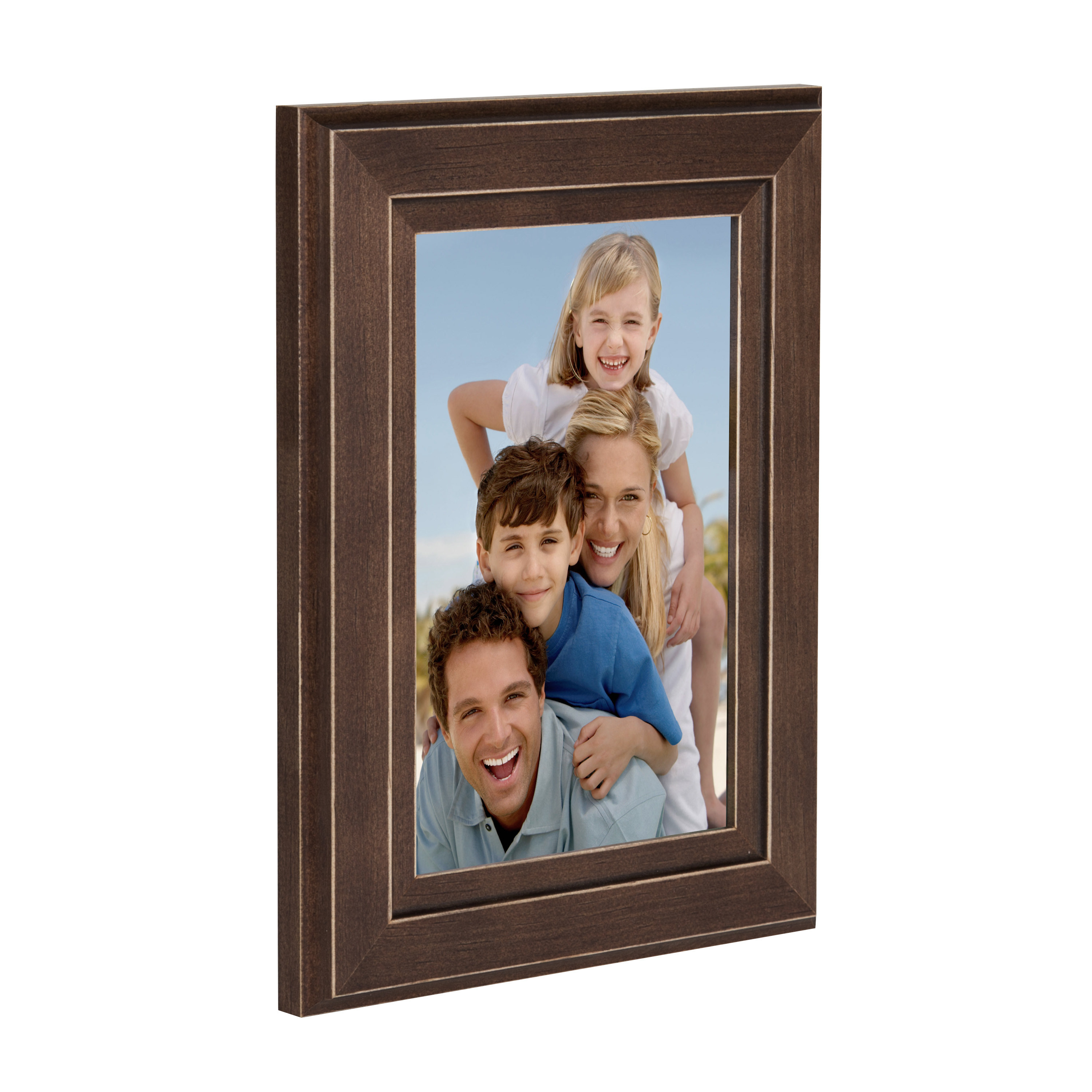 Designovation Kieva Solid Wood Picture Frame, Distressed Espresso Brown 