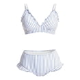 thumbnail image 4 of DHFJKG Women's Bikini Set Cute Ruffle Trim Striped 2 Piece Swimsuits High Waist Tummy Control Bathing Suit Stylish Beachwear, 4 of 4