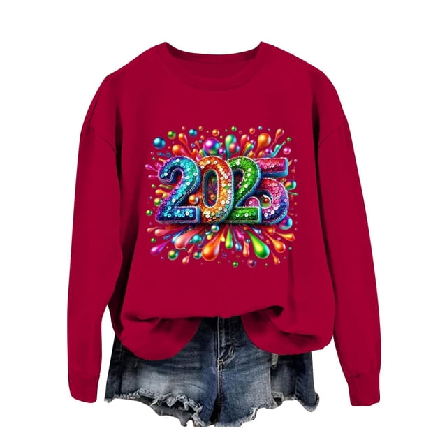 WEAIXIMIUNG Sweat-Shirt Bleu Marine pour Femmes Automne et Hiver Col Rond Manches Longues Sweat-Shirt Imprimé Pull de Noël