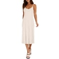 thumbnail image 6 of Women Summer Dresses Pleated Maxi Dresss Sleeveless Spaghetti Strap V Neck Beach Vacation Long Flowy Sundress White, 6 of 7