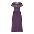 thumbnail image 4 of Meichang Robes Fluides en Coton et Lin pour Femmes Manches Courtes Col Rond Coupe Ample Robes Midi d'Été Imprimé Rétro Décontractées Longues Robes Robes en Lin pour Femmes 2024 Bordeaux TTG, 4 of 5