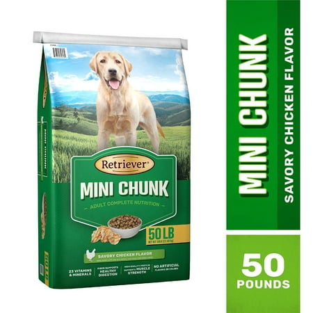 Retriever Adult Complete Nutrition Mini Chunk Savory Chicken Recipe Dry Dog Food  50 lb. Bag