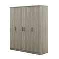 thumbnail image 5 of 4-Door Wardrobe Cabinet Closet with Storage Shelves and 1 Drawer &Hanging Rail ,Bedroom Organizer, Grey, 5 of 8