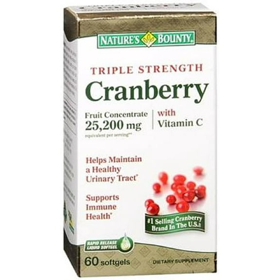 2 Pack - Nature's Bounty Cranberry Softgels Triple Strength 60 Soft Gels Each