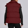 thumbnail image 5 of Xyxonk Womens Oversized Puffer Vest Stand Collar Full Zip Sleeveless Bubble Puffer Vest Quilted Padded Warm Coat Outwear,Deep Red S, 5 of 6