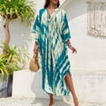 thumbnail image 4 of Swimsuit Coverup for Women Beach Kaftan Dress Bathing Suit Cover Up Summer Long Gauze Swim Cover Ups Vacation Outfits Cyan One Size, 4 of 5