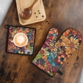thumbnail image 5 of Pioneer Flower Floral Print Pattern Kitchen Oven Mitt and Pot Holder Sets 2 Pcs for Baking, Cooking and Grilling, Heat Resistant Up To 392 °F, 5 of 7