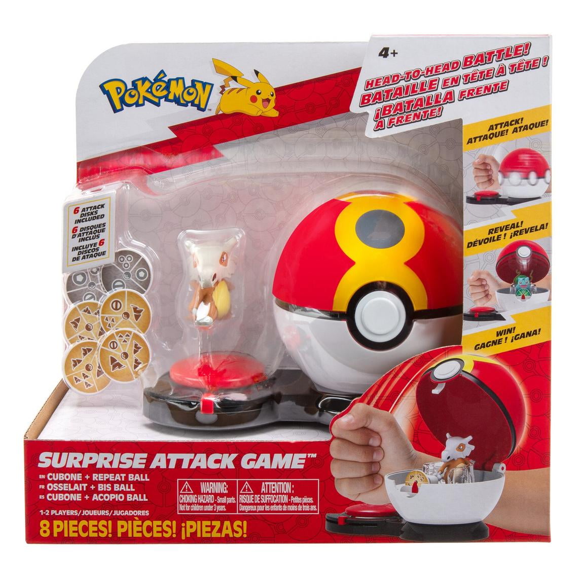 Jazwares Pokemon Surprise Attack Game (Cubone) with Repeat Ball - Single Pack