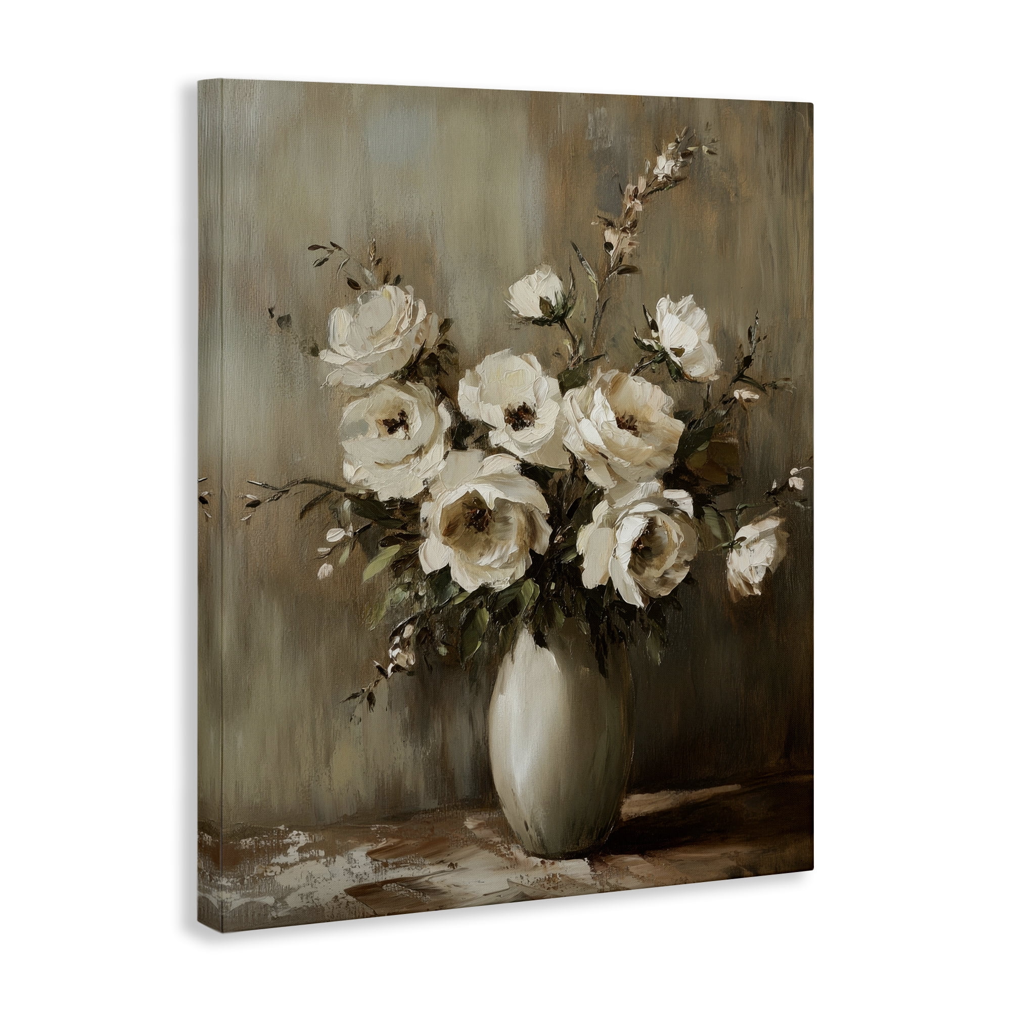 Stupell Industries Neutral Traditional Bouquet Plants & Flowers Painting Wrapped Canvas Art Print Wall Art, 16 x 20