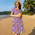 thumbnail image 4 of Balery Yellow Lemon And Orange Pattern Womens Dresses Loose Short sleeve Sundresses Swimsuit Coverup 2025 Summer Casual Dress for Women - A-Line Swing Dress, 4 of 6