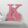 Pink Floral Initial Wood Plaque