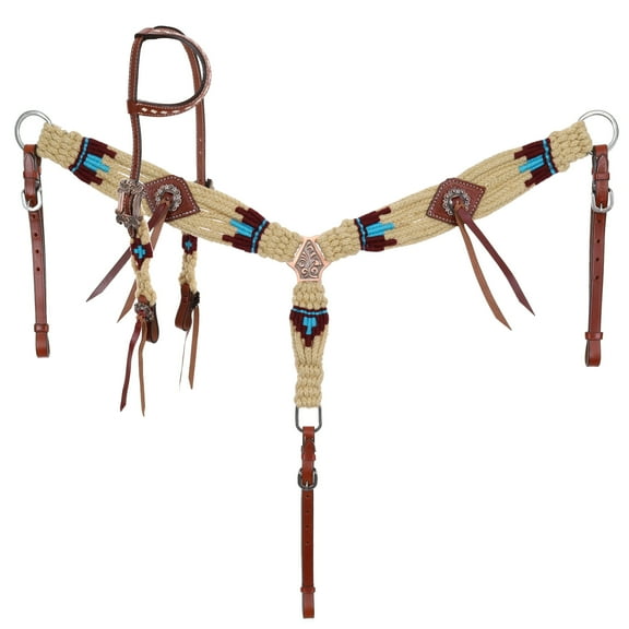 Showman Sand & Sky Mohair Single Ear Headstall & Breast Collar Set