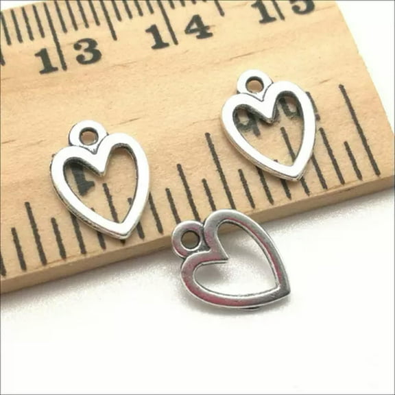 U8MO 12/50/100X Mini Heart Antique Silver Charms Pendants for Jewelry Making 11*8mm-50pcs