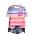 thumbnail image 4 of Yufatyle Women Breast Cancer Shirts Pink Ribbon Breast Cancer Awareness Gradient T-Shirts Short Sleeve Crewneck Graphic Tee Tops S, 4 of 4