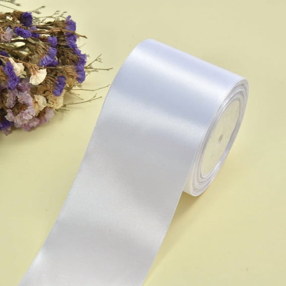 Xiao Hua white Wide Ribbon -3.15-inch wide 22 meter long ribbon spool, used for wedding decoration, wrapping bouquets, handmade -1 piece of high-end wedding decoration ribbon
