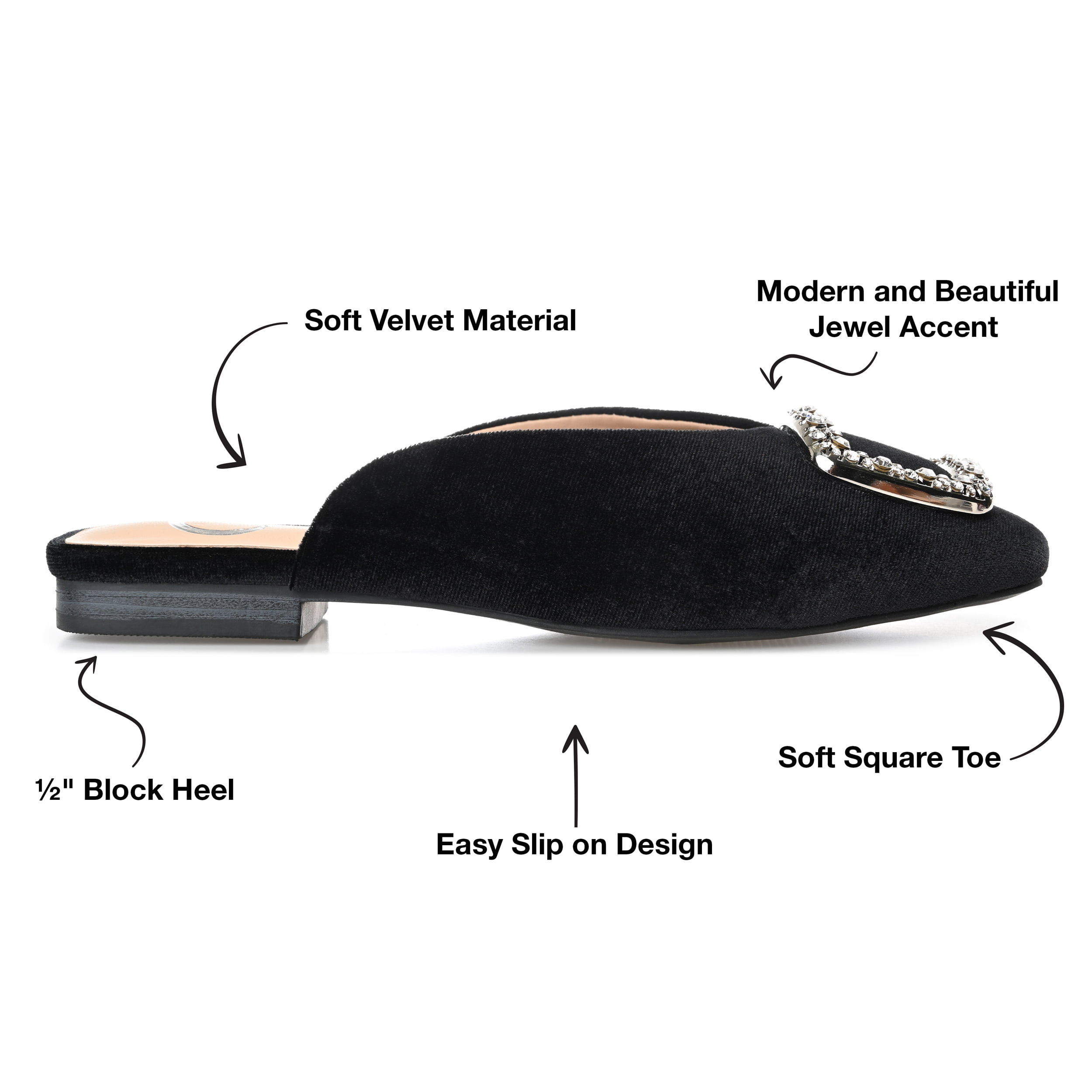 Journee Womens Sonnia Mules Square Toe Slip On Evening Dress Flats