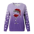 thumbnail image 5 of Kedxroy Womens Christmas Sweatshirt Red Glass Santa Hat Graphic Sweater Long Sleeve Xmas Gift Pullover Blouse Tops(Purple,S), 5 of 8