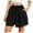 Black, variant on vigerkar Linen Pleated Casual Ruffle Shorts for Women Comfy Summer Loose Elastic Waist Drawstring Flowy Lounge Shorts with Pockets (Black, L)