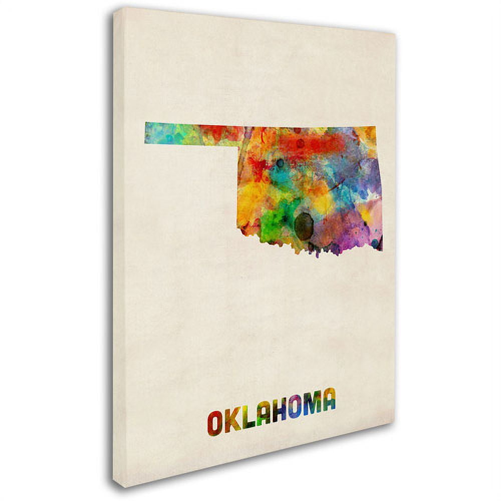 Trademark Fine Art "Oklahoma Map" Canvas Wall Art by Michael Tompsett