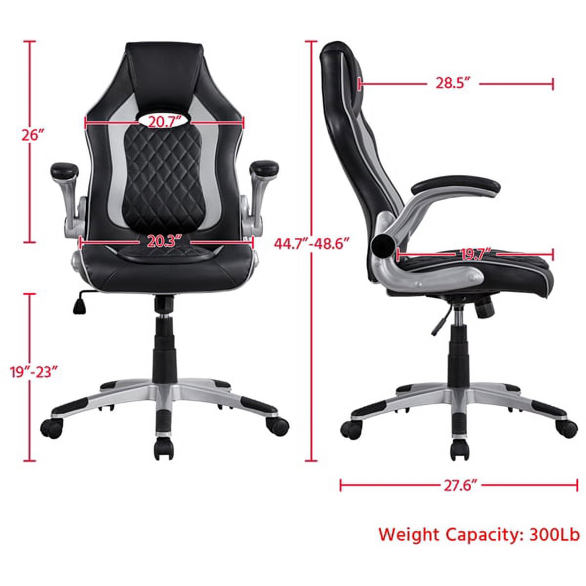SmileMart Adjustable Ergonomic High Back Gaming Chair, Black/Gray - image 4 of 13
