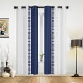 thumbnail image 2 of 2 Panels Blue Stripes Texture White Curtains for Bedroom Living Room Drapes Kitchen Children's Room Window Curtain Modern Home Decor, 2 of 7