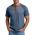 thumbnail image 2 of Henley Shirts for Men Summer Raglan Short Sleeve Color Block Casual Loose T-Shirts Lightweight Basic Tees, 2 of 5