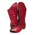 thumbnail image 3 of Gubotare Women's Boots Cowboy Boots for Women Fashion Retro Pointed Toe Mid Calf Western Boots (Red,8), 3 of 5