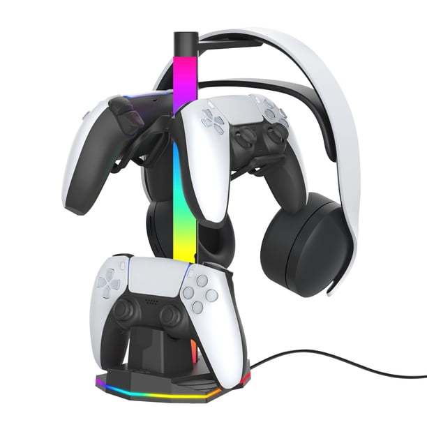 Base de carga para mando de PS5, soporte compatible con controladores DualSense y soporte para auriculares