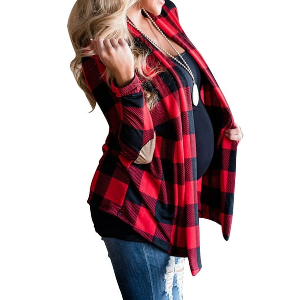 Qarigey Camisa de mujer de manga larga a cuadros de manga suelta a cuadros chica suelta con botones de poliéster Casual blusa femenina ropa Prendas para la parte del cuerpo Rojo XXL