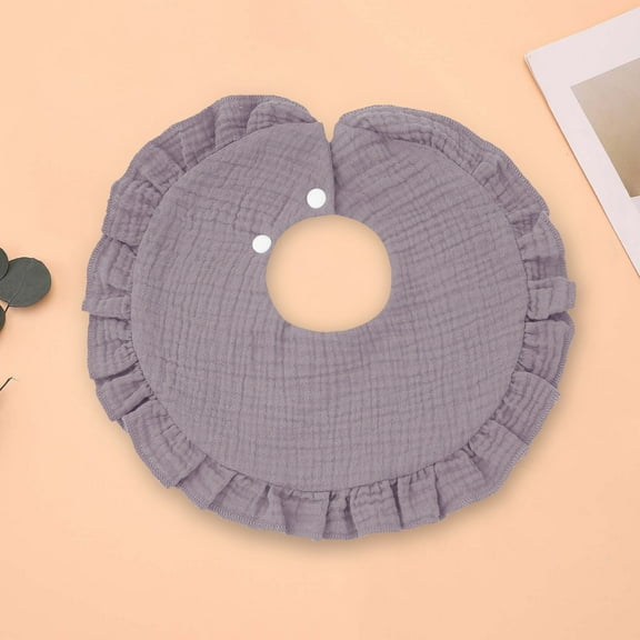 Newborn Baby Bib Bandana Drooling Teething Muslin Saliva Towel Adjustable Cotton Gauze Lace Toddlers Purple 0-2 Years