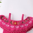 thumbnail image 4 of IBTOM CASTLE Mexican Dress for Girls Toddler Baby Cinco de Mayo Fiesta Mexican Off Shoulder Floral Embroidered Drape Casual Dress 6-9 Months Hot Pink, 4 of 8