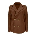 thumbnail image 5 of Clearance! Ogiraw Blazers For Women Business Casual Women's Lapel Button Knitted Patchwork Sleeve Casual Coat Cropped Double Breasted Suit Sweater For Women Women'S Blazers & Suit Jackets Brown, 5 of 7