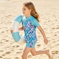 thumbnail image 4 of Lanbubble Girls Rash Guard Swimsuit Set Short Sleeve UPF 50+ 2 Pieces Bathing Suit 5-6 Years, 4 of 9