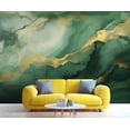 thumbnail image 2 of Modern Emerald Green Rendered Marble Wallpaper, Abstract Gold Foil Art Wall Mural Poster Removable Mural Large 3D Wallpaper Home Decor For Bedroom Living Room 59"W x 39.4"H (Not Peel and Stick), 2 of 6