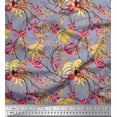 thumbnail image 1 of Soimoi Cotton Poplin Fabric Leaves,Floral & Berries Fruits Decor Fabric Printed Yard 56 Inch Wide, 1 of 1