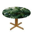 thumbnail image 3 of PIKWEEK Tablecloth Round Table Cover Tropical Leaves Monstera Palm Leaf Plant Print Green White, 3 of 8