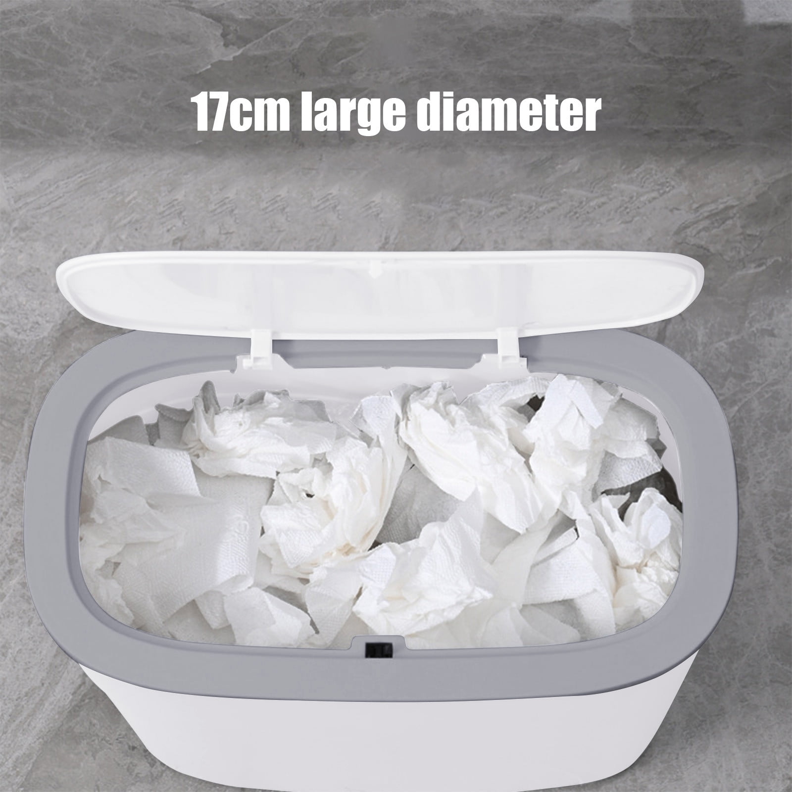 Press Top Flip Lid Trash Can, Space-Saving Plastic Storage Bin for Kitchen, Bathroom, Dining Room, and Narrow Spaces, Convenient Clamp Style Garbage Bin