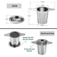 thumbnail image 2 of 2 filtros de té empaquetados, filtro de té de acero inoxidable 304, con tapa y doble asa, muy adecuado para colgar en teteras, tazas, tazas para remojar té y café de hojas sueltas, 2 of 5