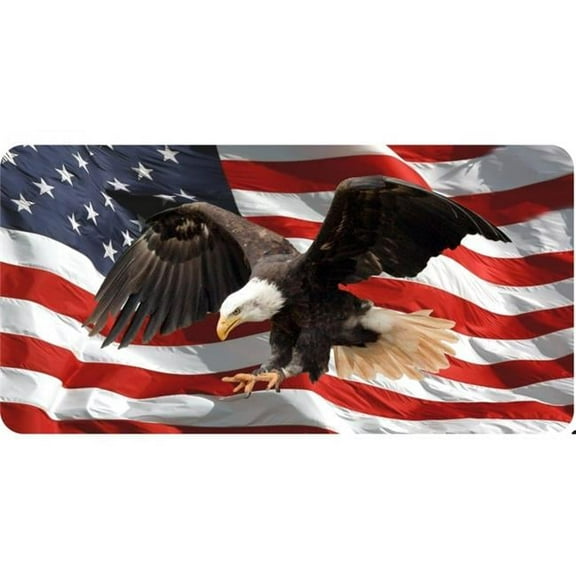 212 Main LPO6741 6 x 12 in. Eagle Flying on U.S. Flag Photo License Plate