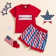 thumbnail image 2 of Toddler Boy Clothing Sets 4th of July Baby Boy Outfit Stylish American Print T-Shirt & Star Stripe Shorts 2-Piece Outfit, 2 of 7